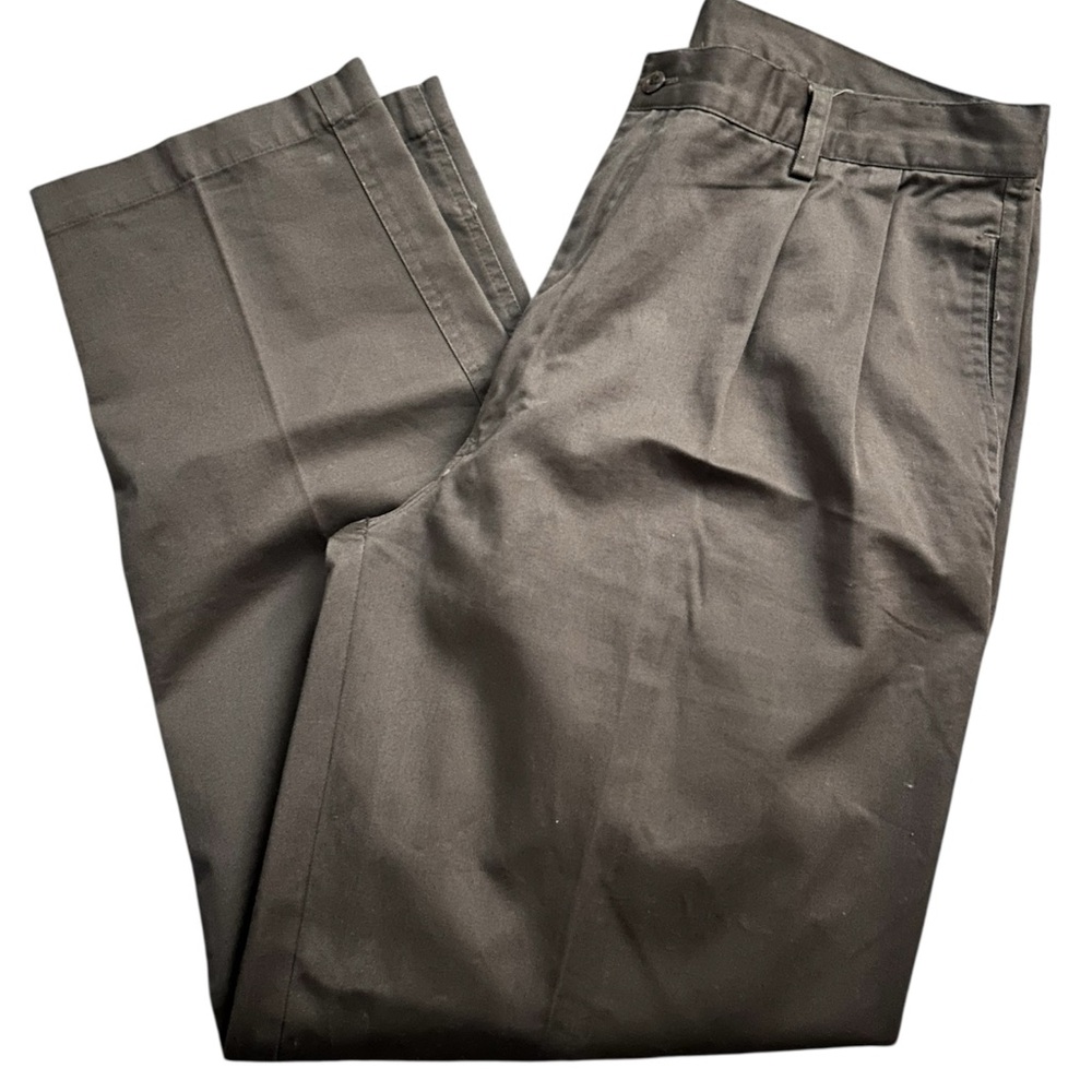 Brown Chinos with Pleated Front and Straight Leg